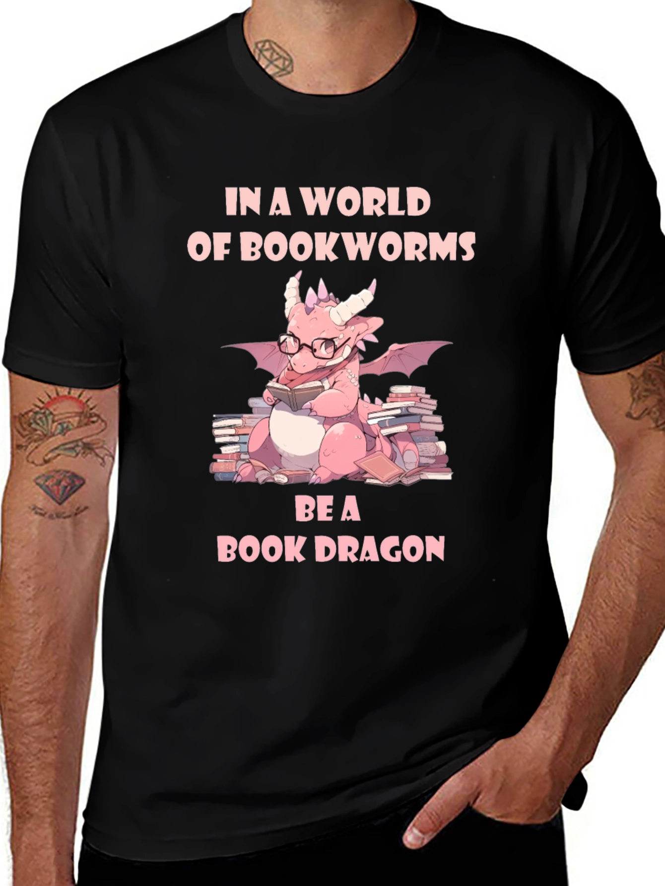 Book Dragon Graphic Tee - Bookworm Shirt