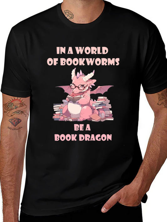 Book Dragon Graphic Tee - Bookworm Shirt