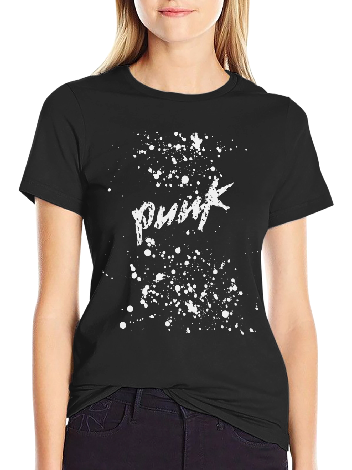 Punk Splatter T-Shirt - Black Cotton Tee