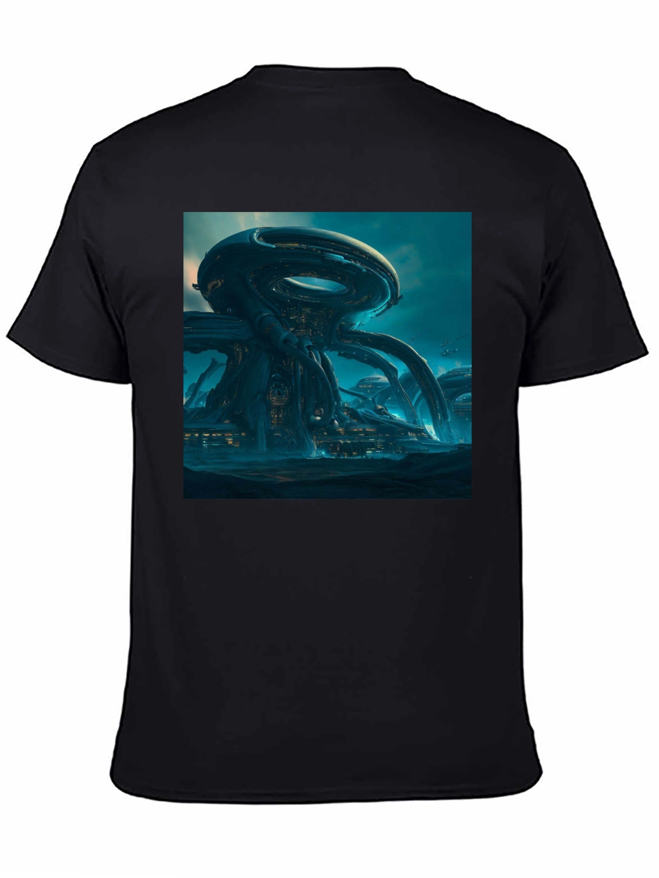 Futuristic Cityscape Graphic Tee - Sci-Fi Style
