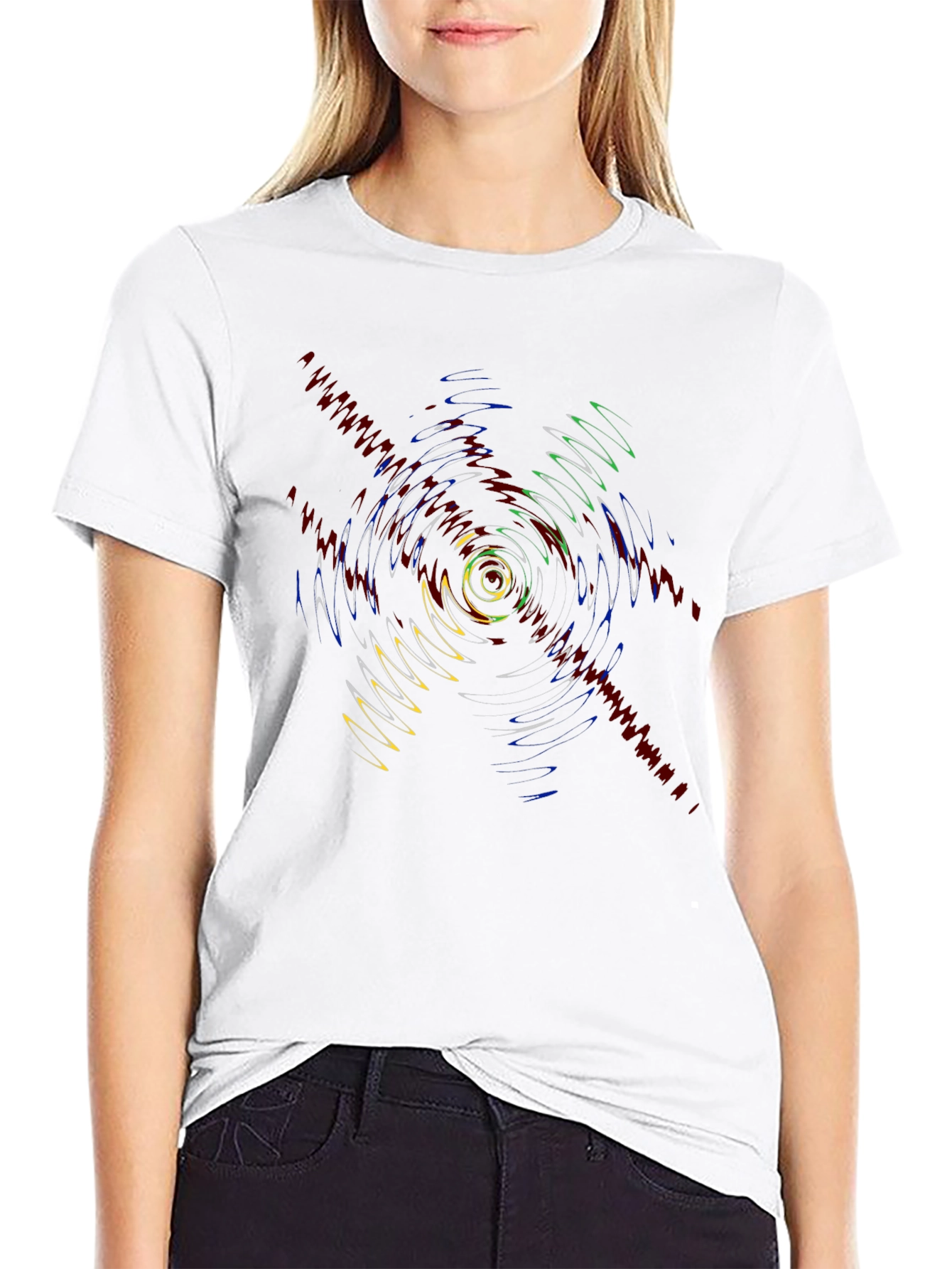 Vibrant Ripple Effect Graphic Tee - Black