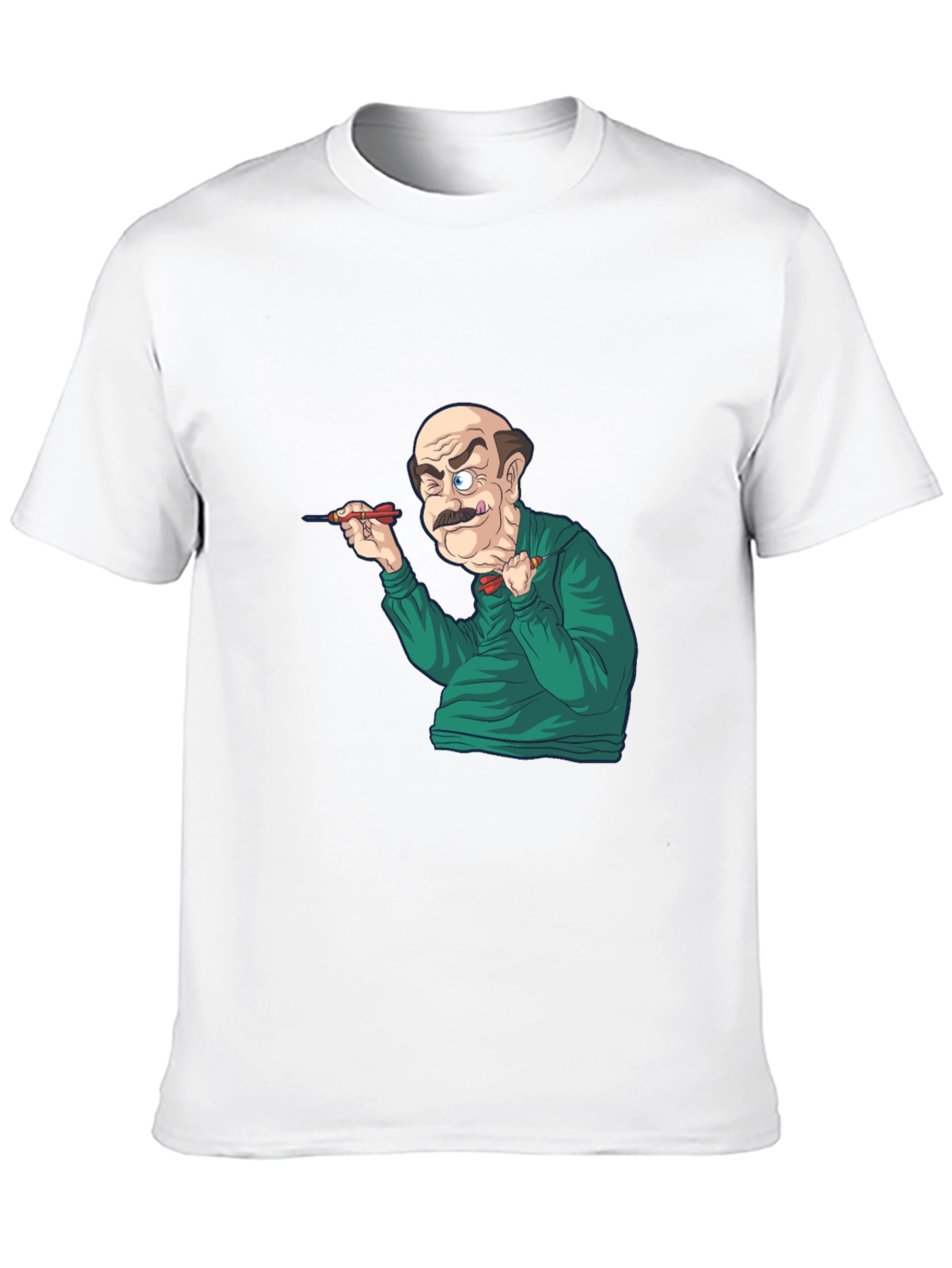 Funny Dart Player Graphic Tee - Black Cotton T-Shirt