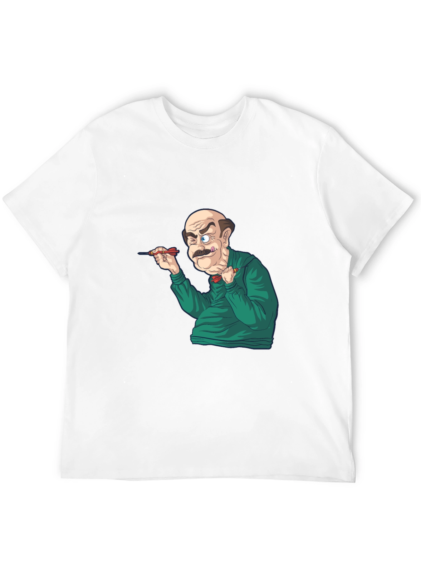 Funny Dart Player Graphic Tee - Black Cotton T-Shirt