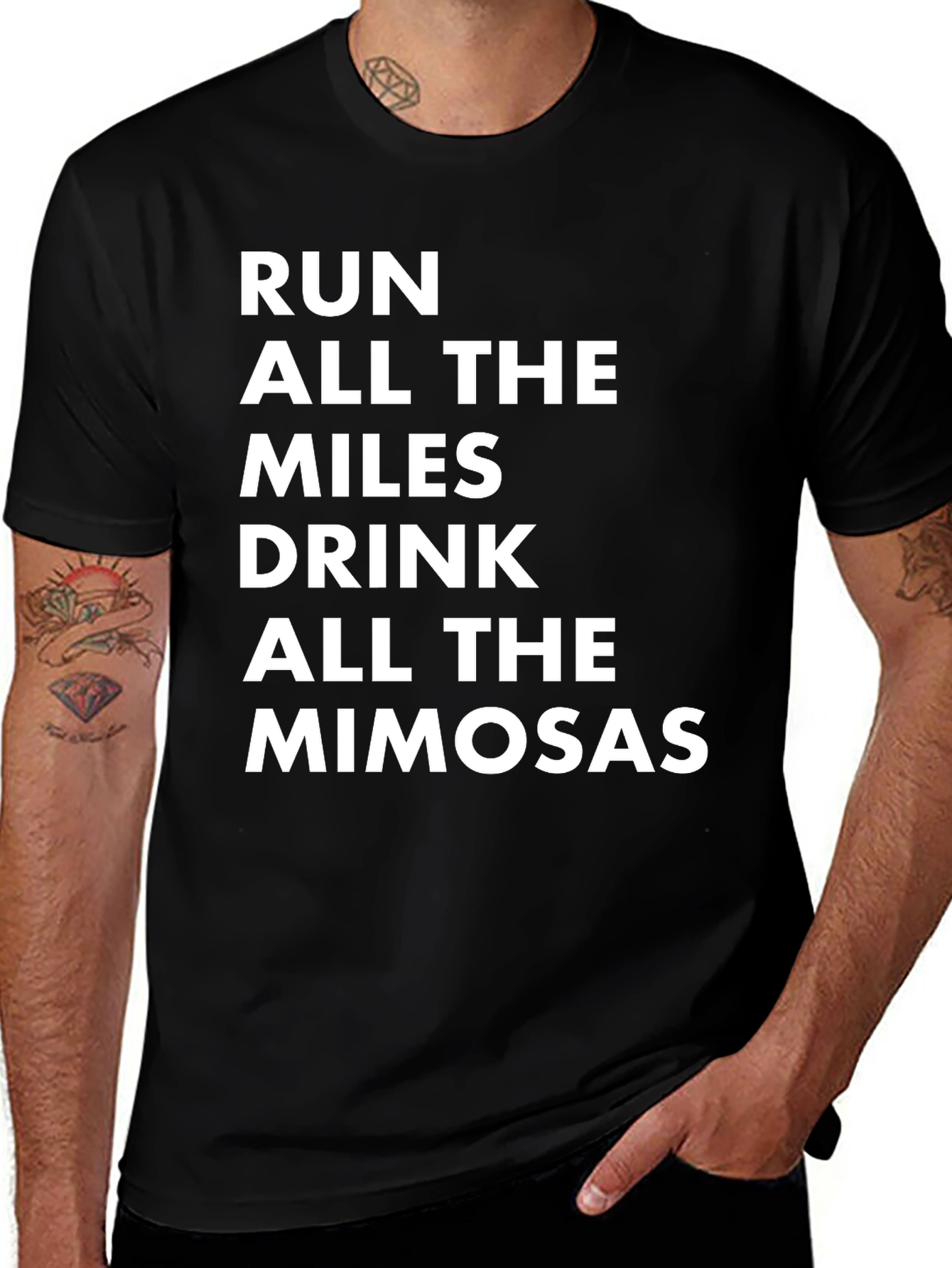 Run Miles & Drink Mimosas Black T-Shirt