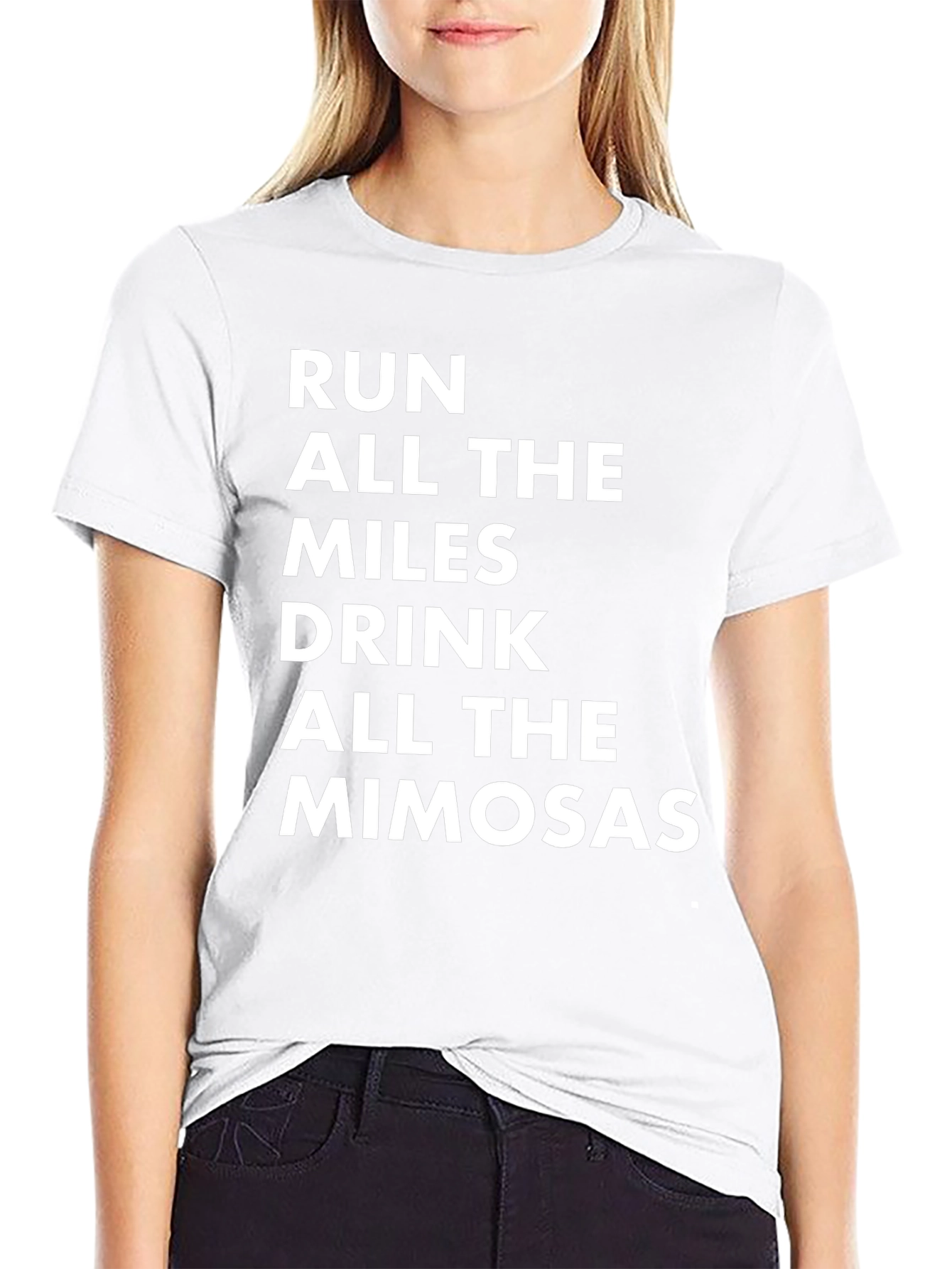 Run Miles & Drink Mimosas Black T-Shirt
