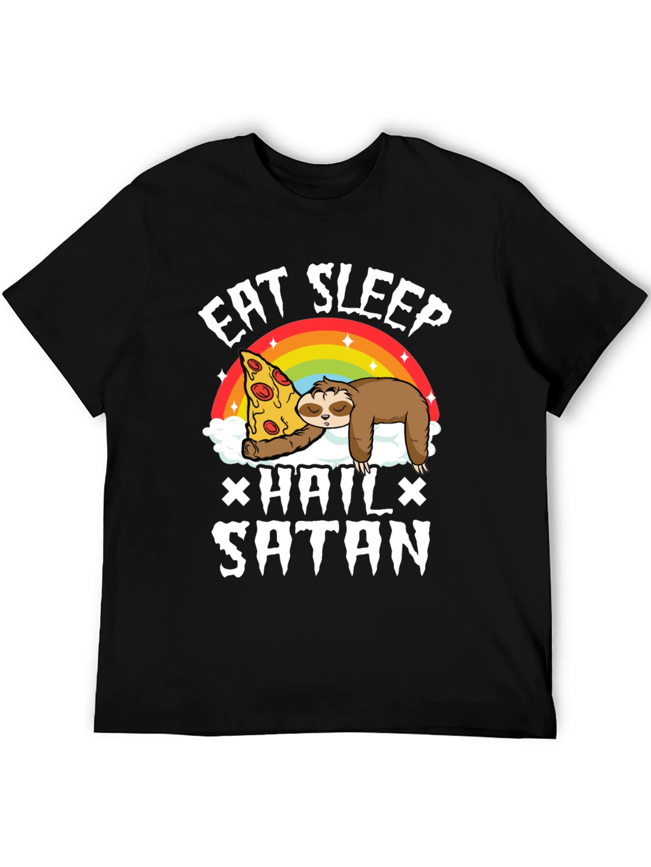 Eat Sleep Hail Satan Sloth Pizza T-Shirt