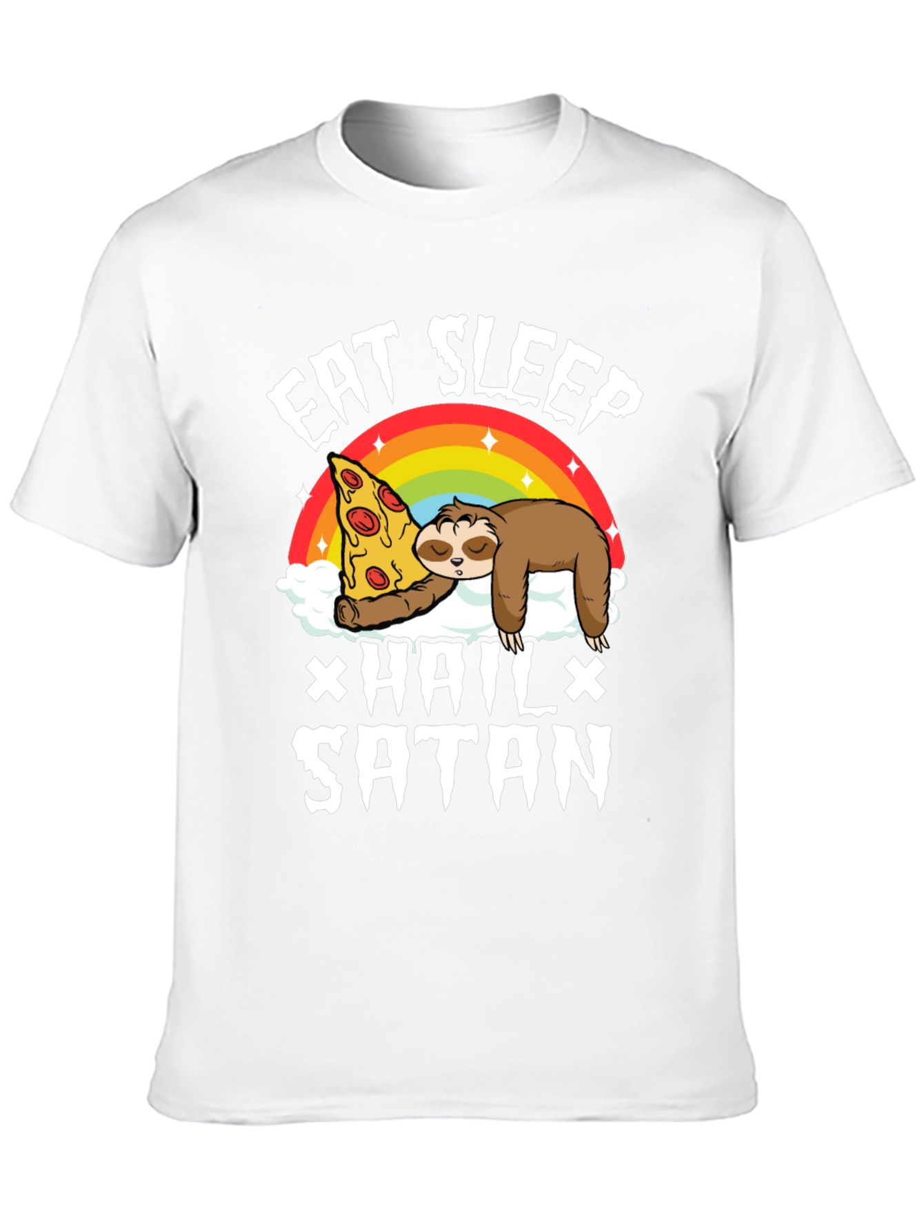 Eat Sleep Hail Satan Sloth Pizza T-Shirt