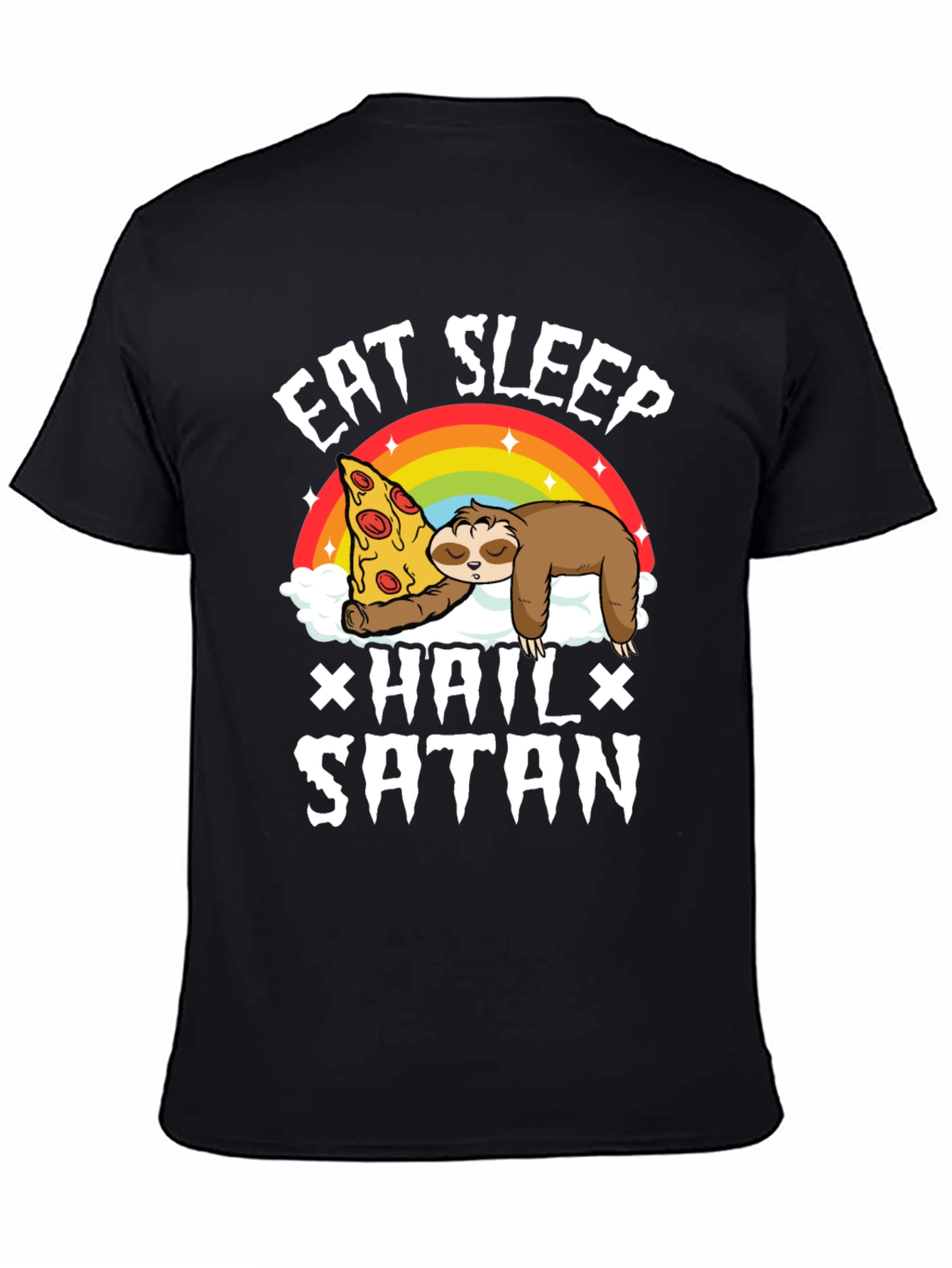 Eat Sleep Hail Satan Sloth Pizza T-Shirt