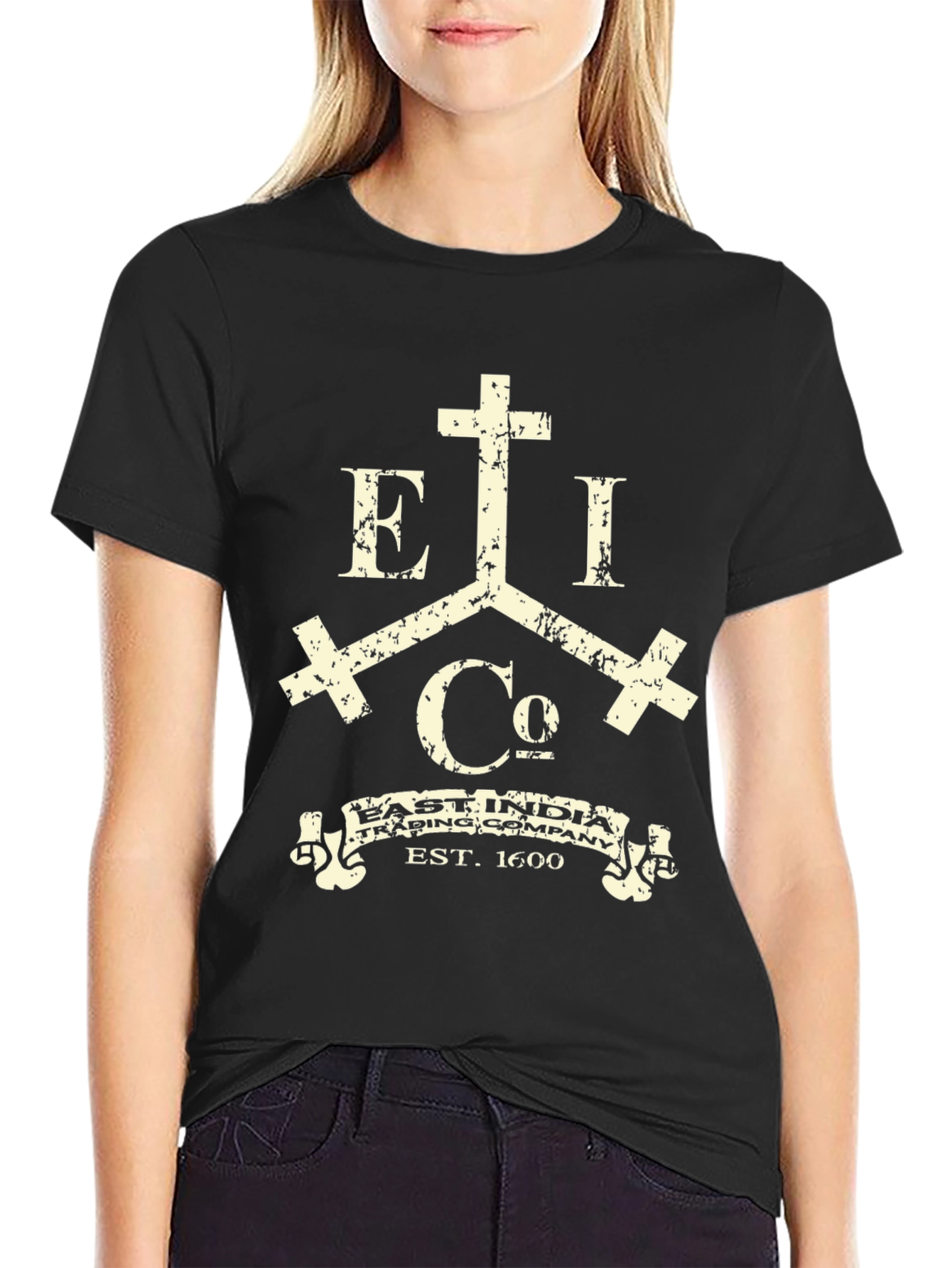East India Trading Company Black Graphic T-Shirt