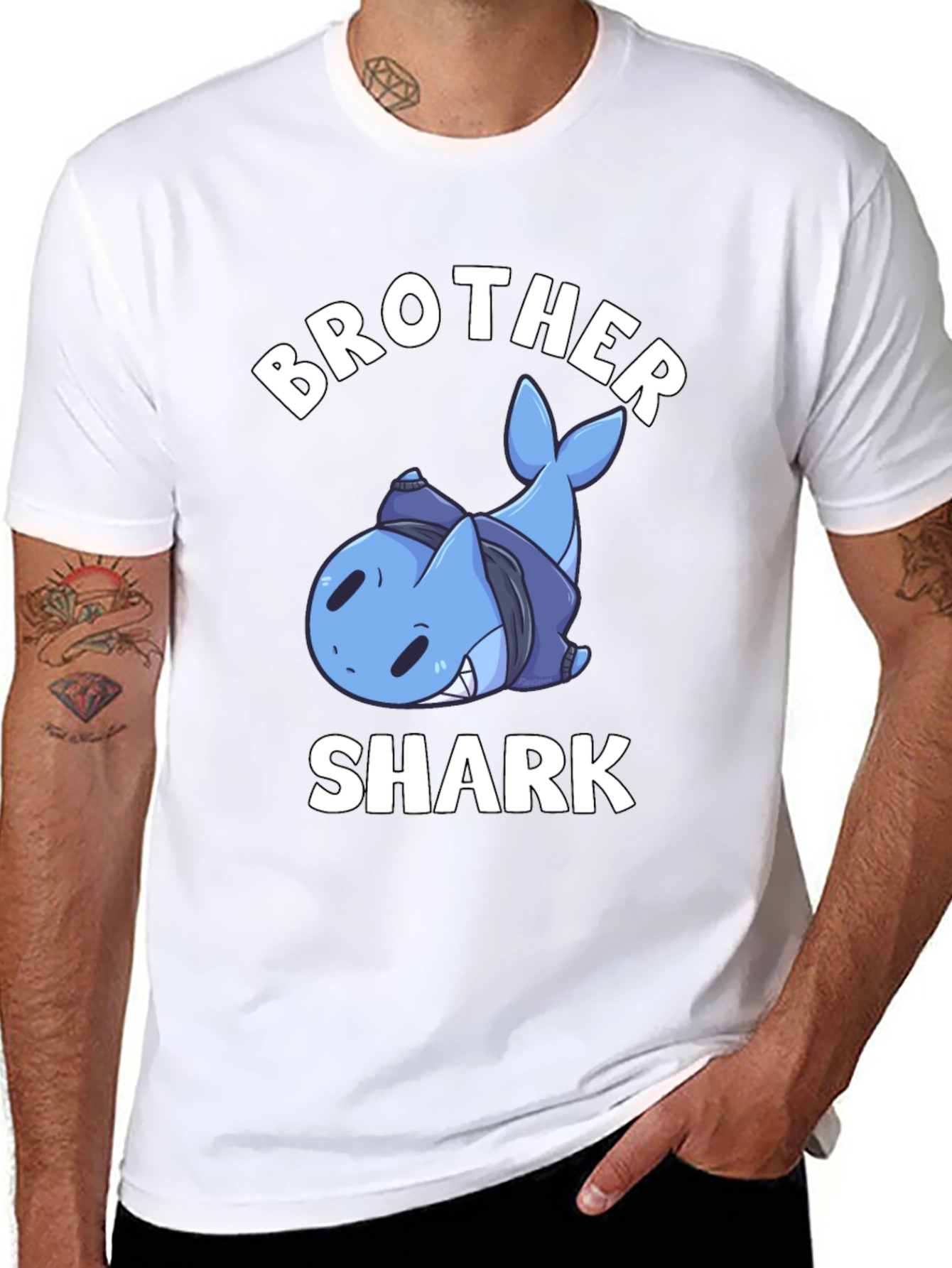 Brother Shark T-Shirt - Funny Cartoon Shark Tee