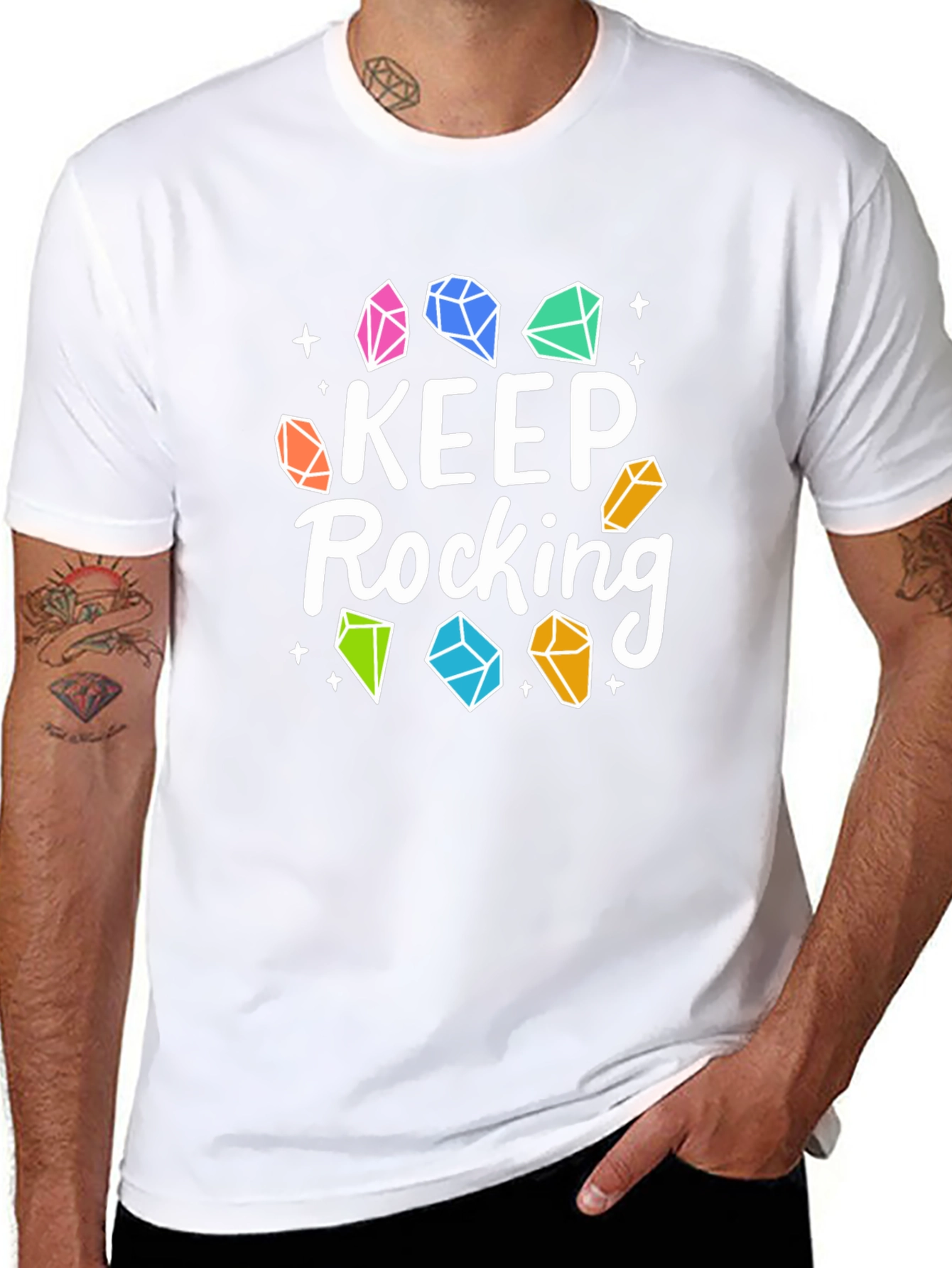 Keep Rocking T-Shirt - Stylish Gemstone Design