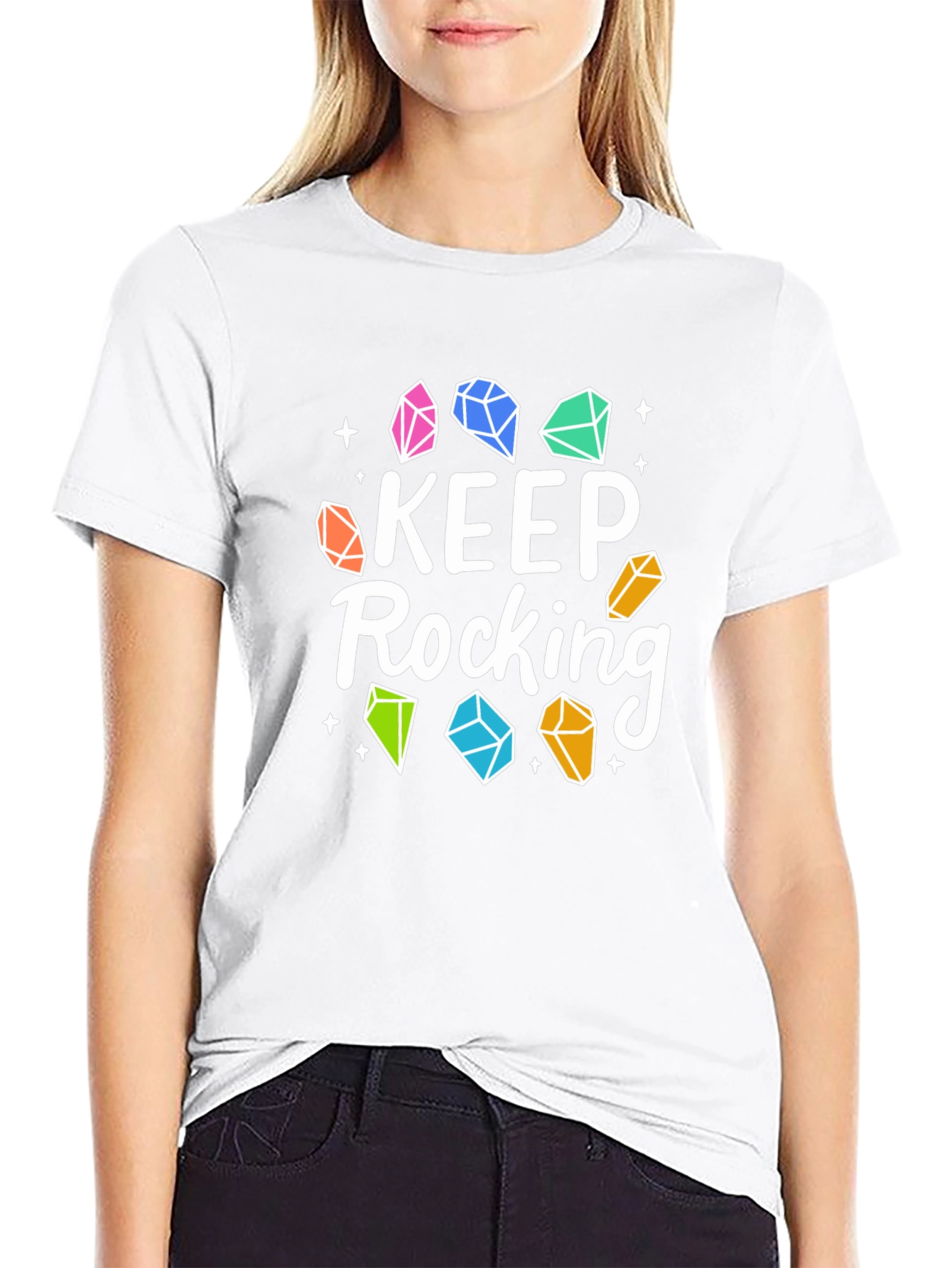 Keep Rocking T-Shirt - Stylish Gemstone Design