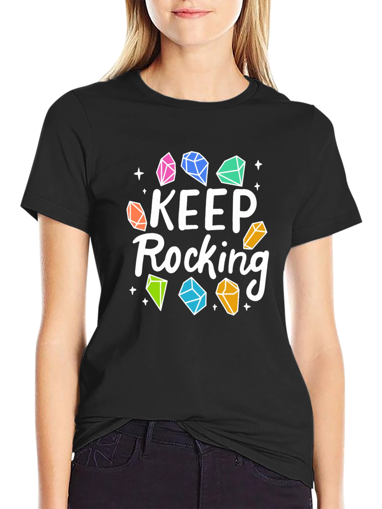 Keep Rocking T-Shirt - Stylish Gemstone Design