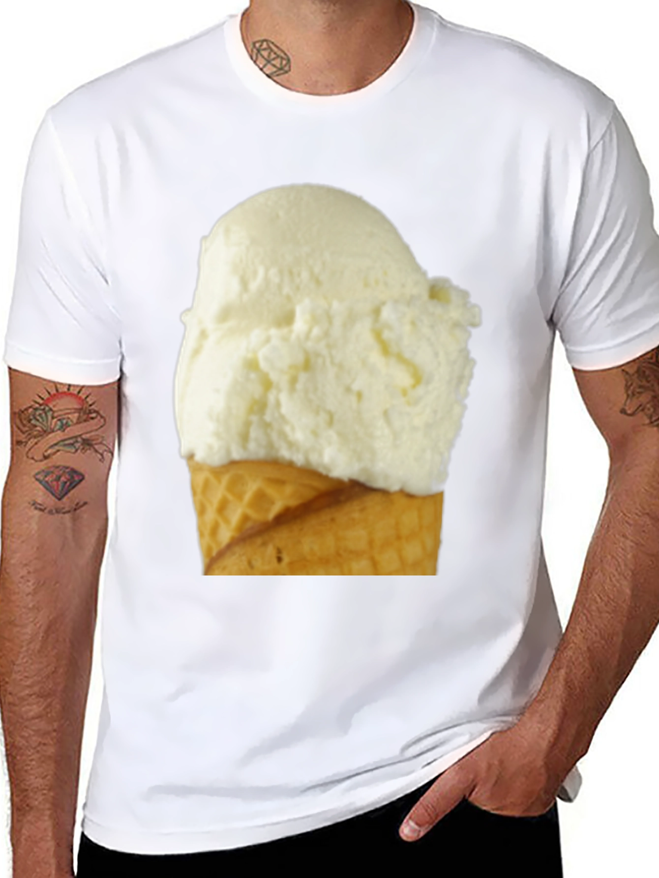 Ice Cream Cone Graphic Tee - Casual Black T-Shirt