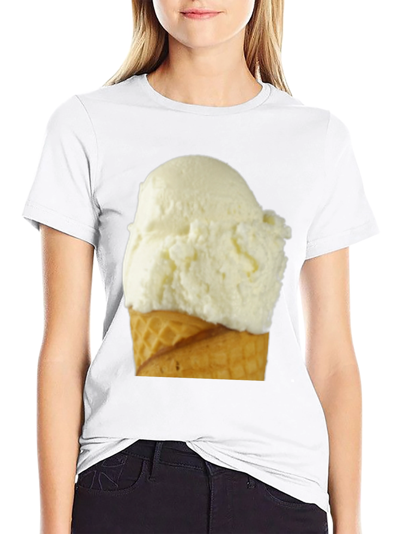 Ice Cream Cone Graphic Tee - Casual Black T-Shirt