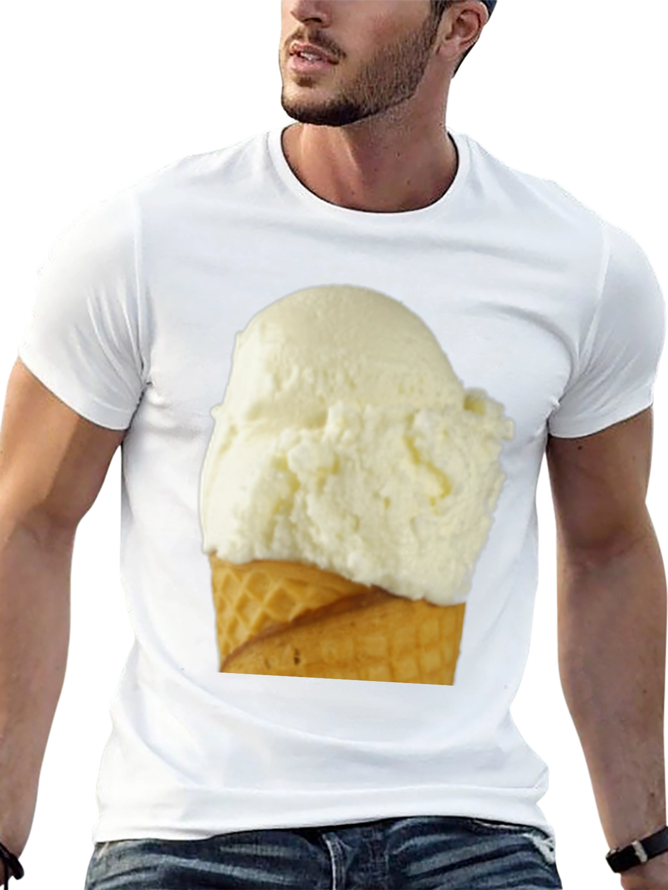 Ice Cream Cone Graphic Tee - Casual Black T-Shirt