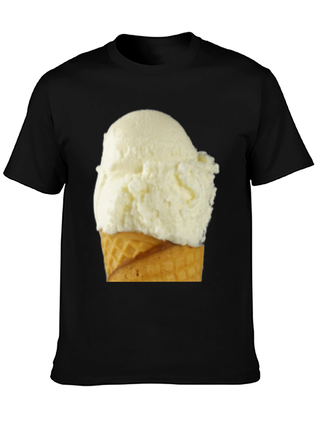 Ice Cream Cone Graphic Tee - Casual Black T-Shirt