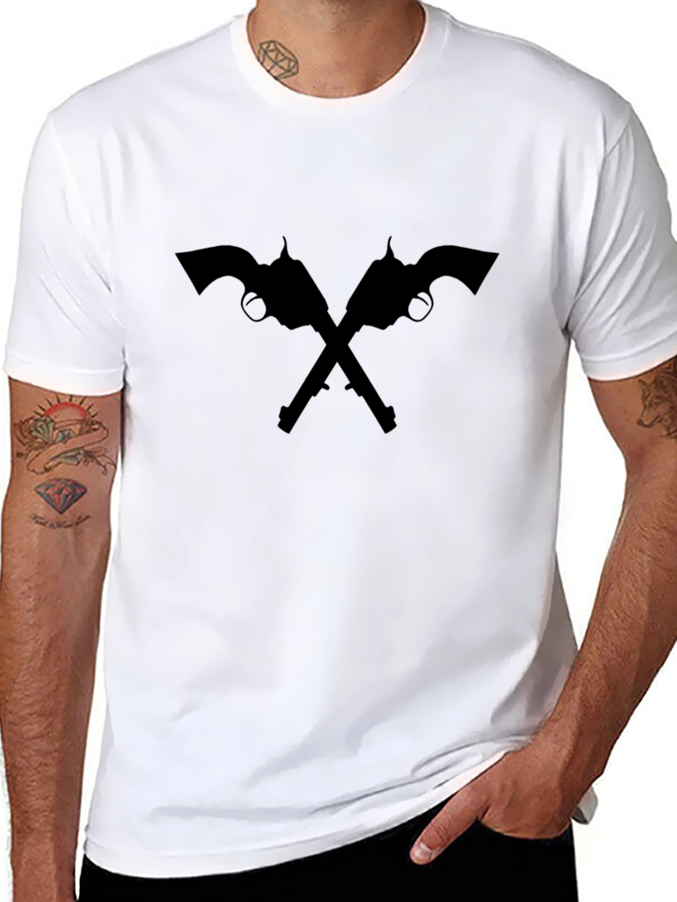 Crossed Revolvers Black Graphic Tee