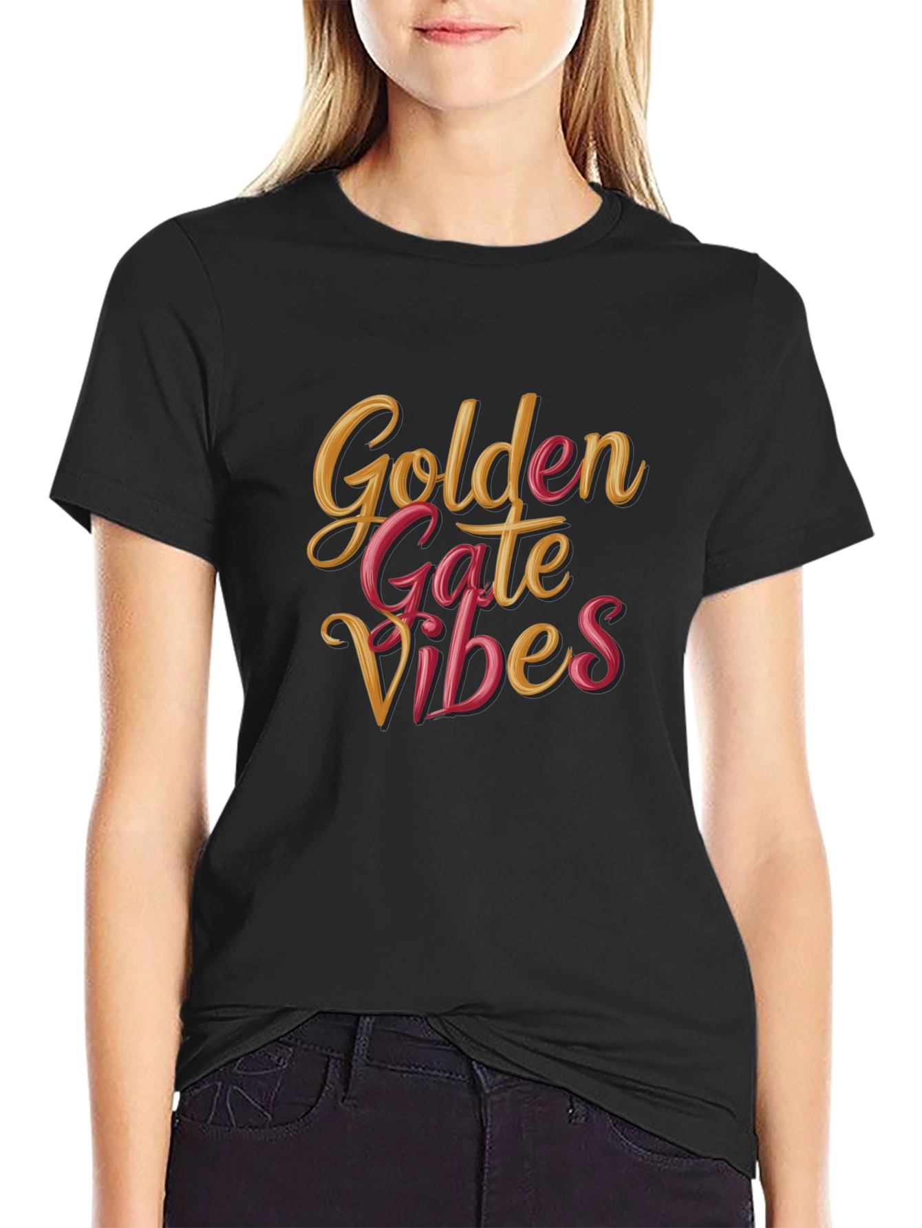 Golden Gate Vibes Black T-Shirt