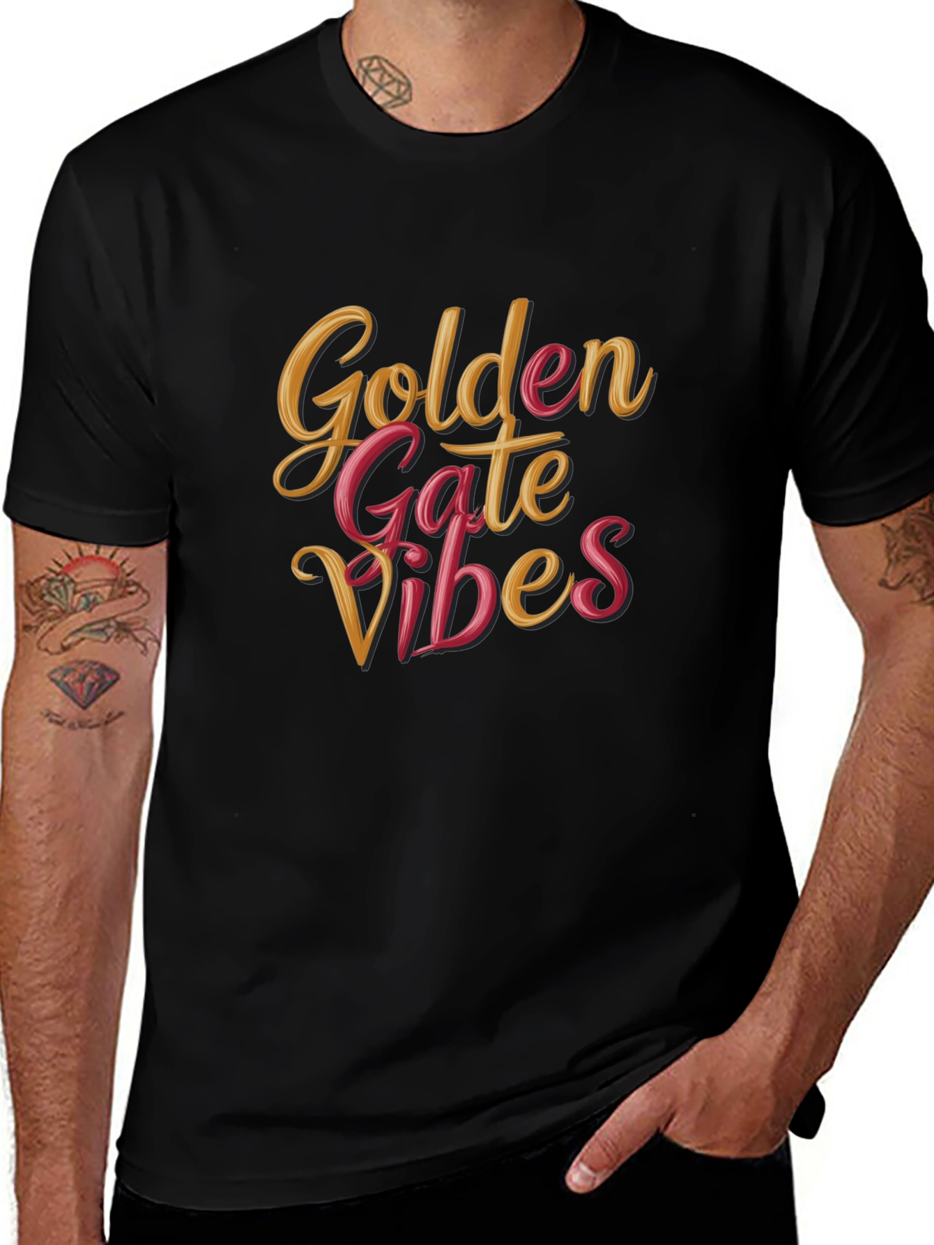 Golden Gate Vibes Black T-Shirt