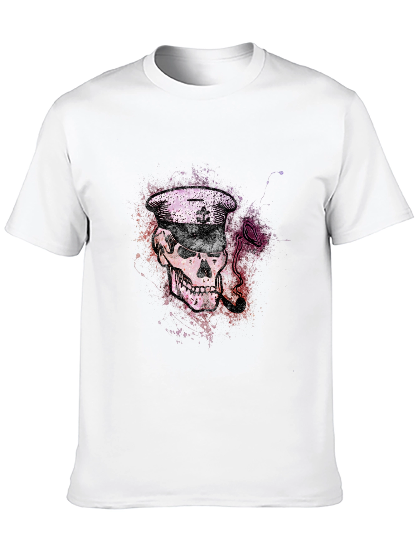 Skull Captain Graphic Tee - Black Cotton T-Shirt