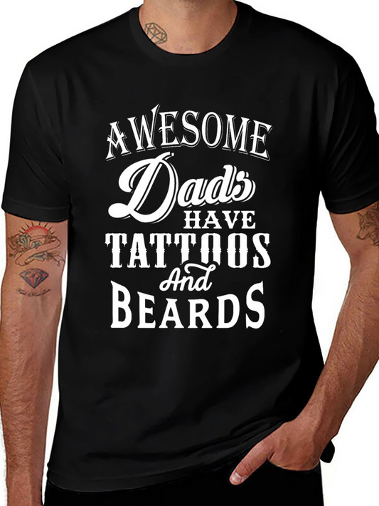 Awesome Dads Tattoos & Beards Black T-Shirt