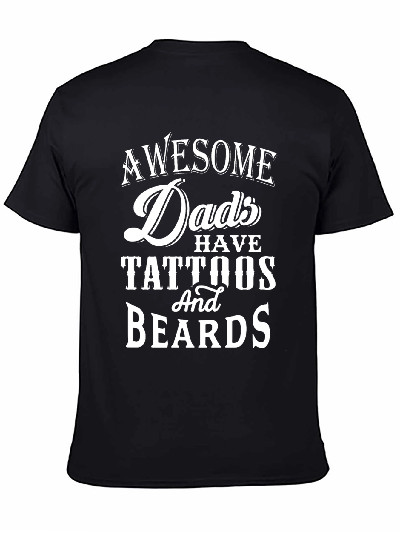Awesome Dads Tattoos & Beards Black T-Shirt