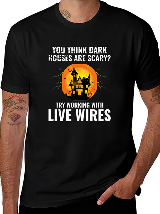 Funny Electrician Halloween T-Shirt - Live Wires