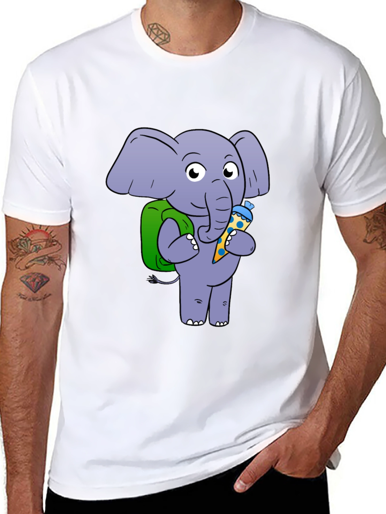 Elephant with School Cone Graphic Tee