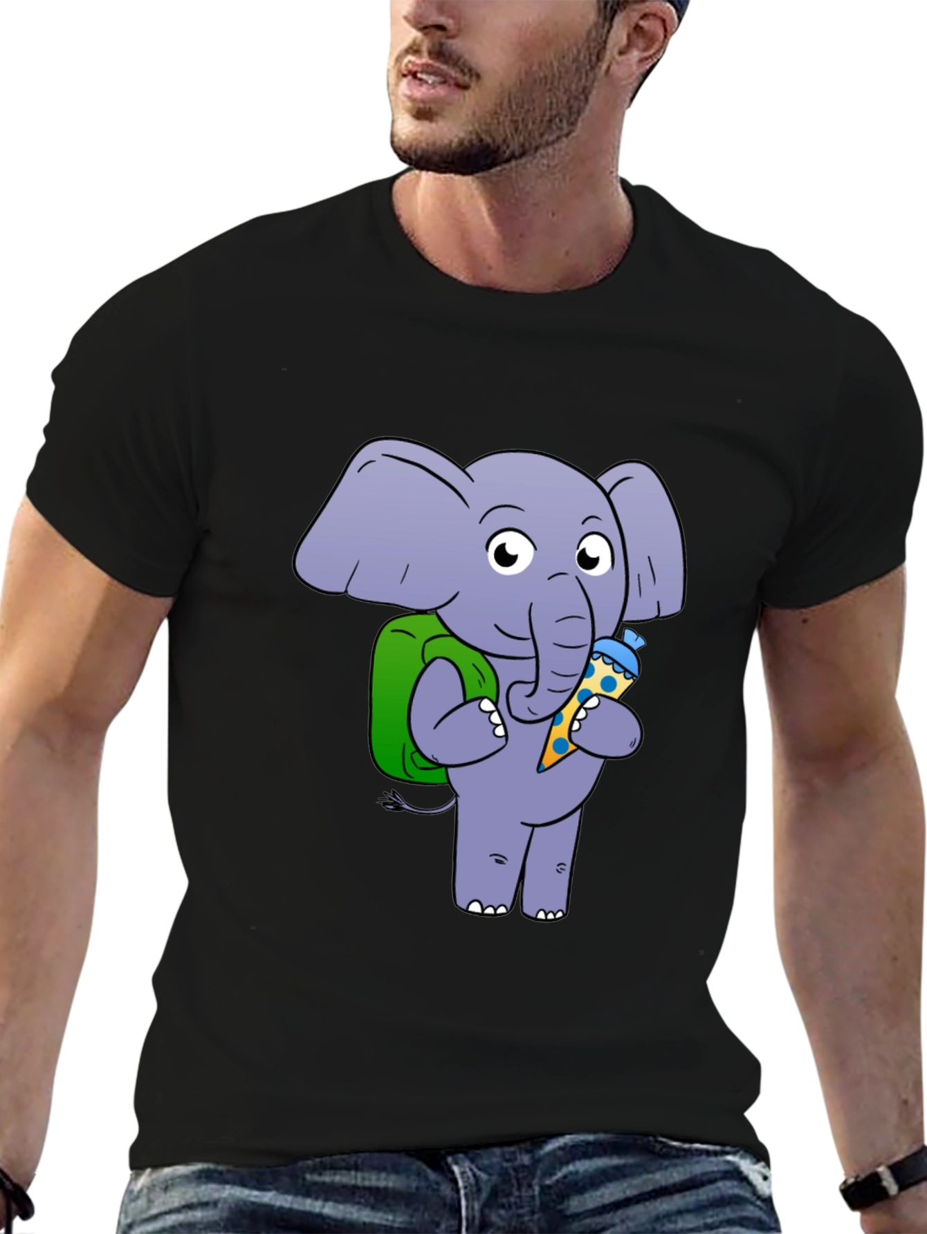 Elephant with School Cone Graphic Tee