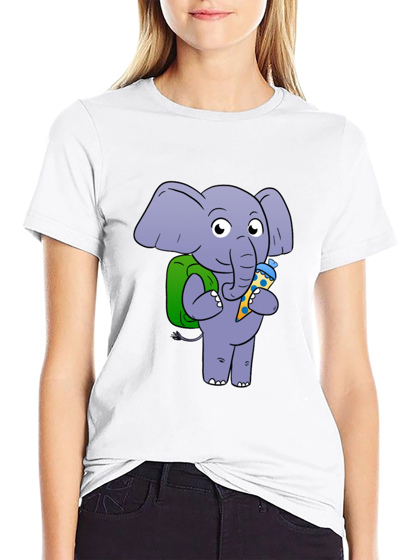 Elephant with School Cone Graphic Tee