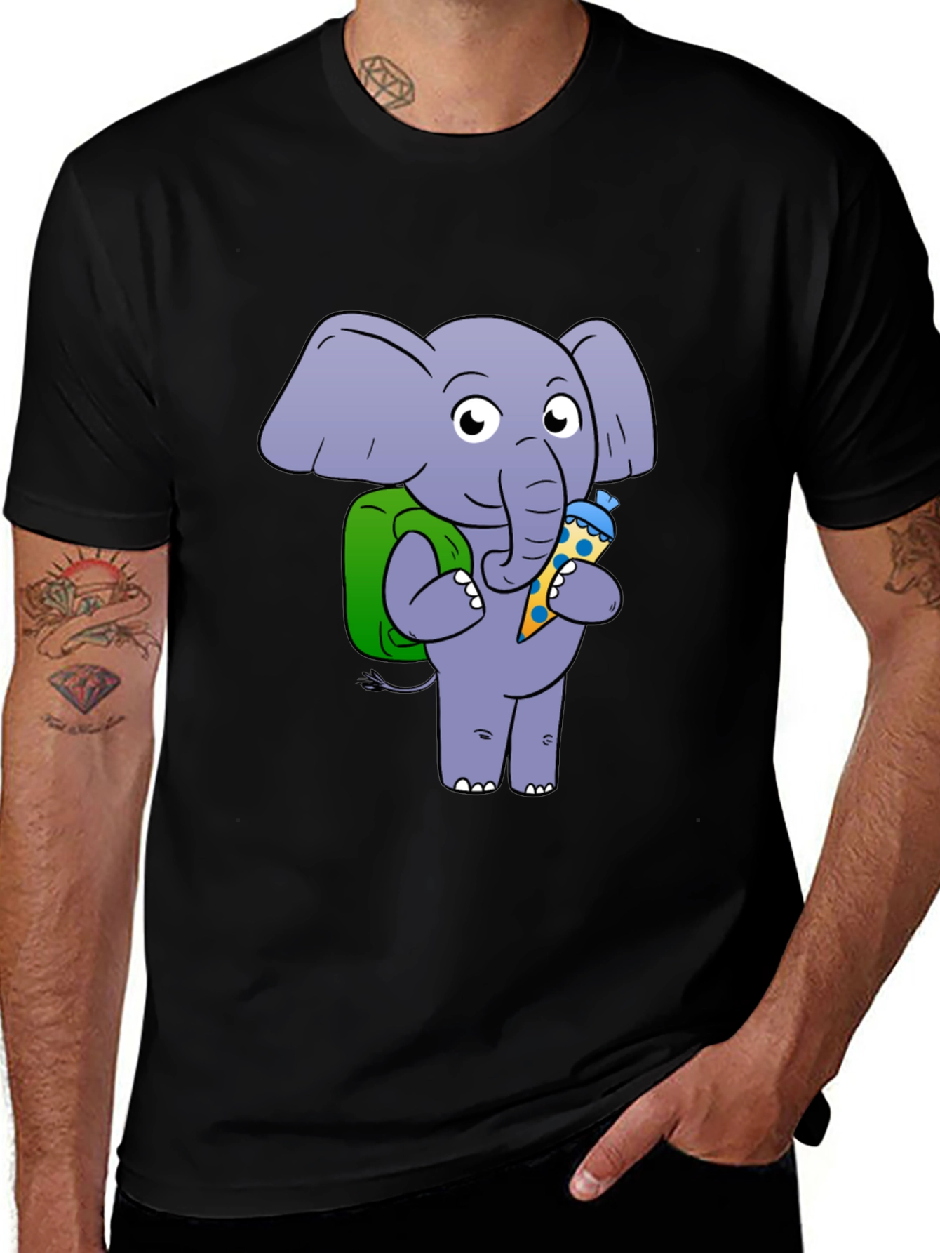 Elephant with School Cone Graphic Tee