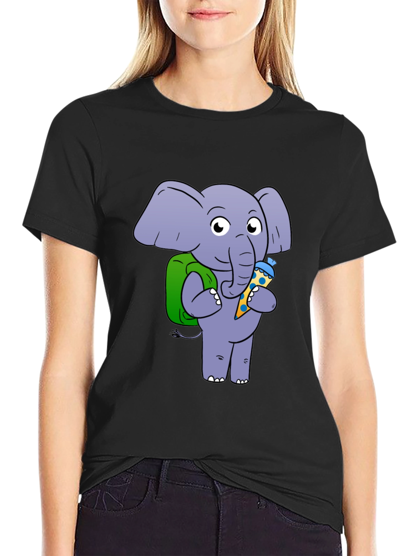 Elephant with School Cone Graphic Tee
