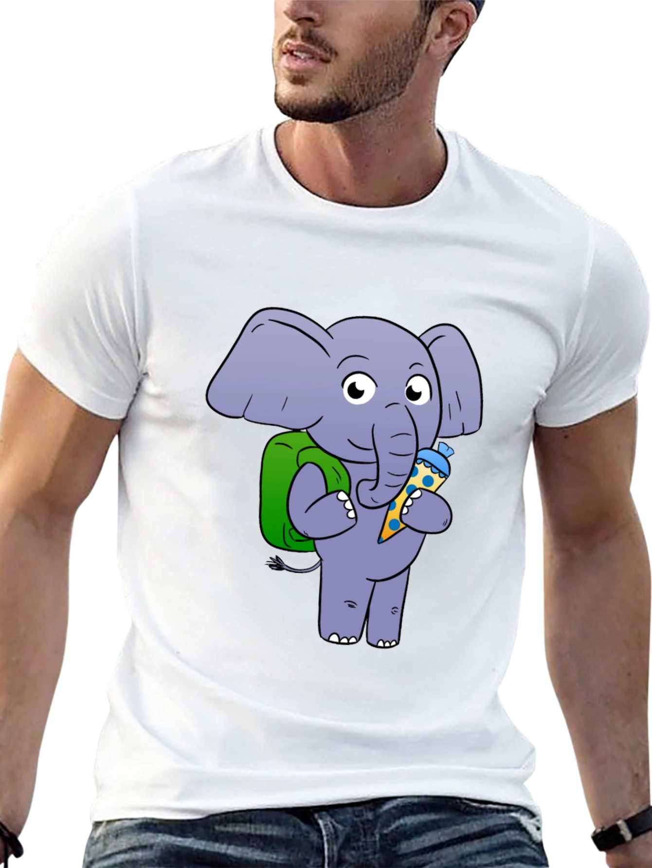 Elephant with School Cone Graphic Tee