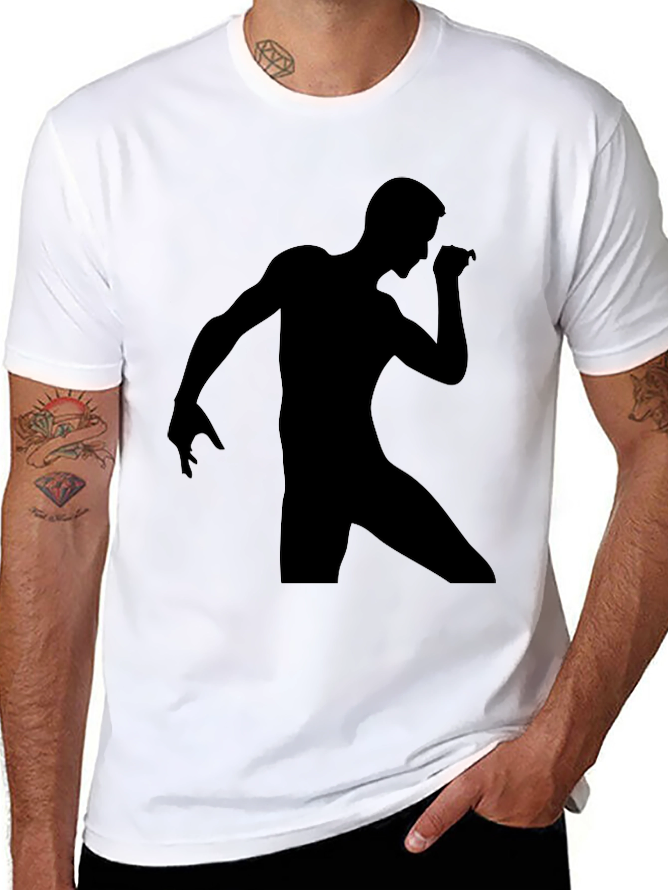 Mens Black Graphic Tee - Dancing Silhouette
