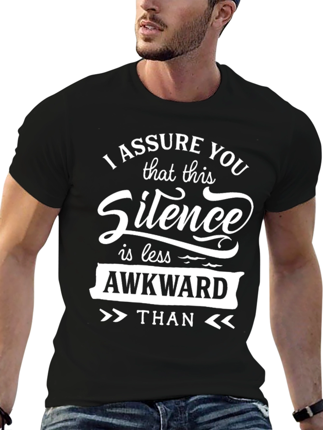 Awkward Silence Graphic Tee - Black Cotton Shirt