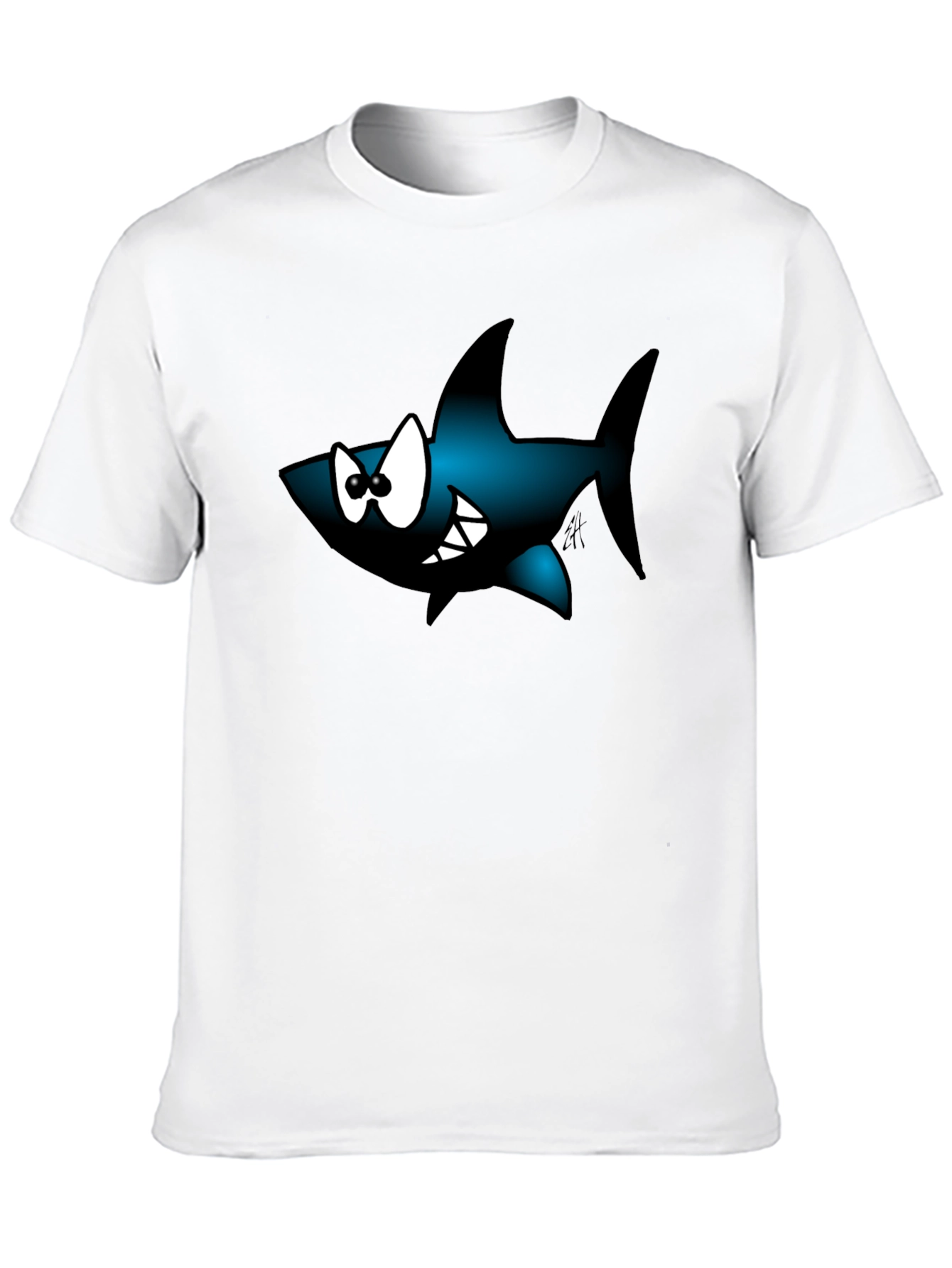 Cartoon Shark Graphic Tee - Black