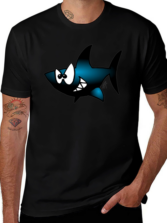 Cartoon Shark Graphic Tee - Black