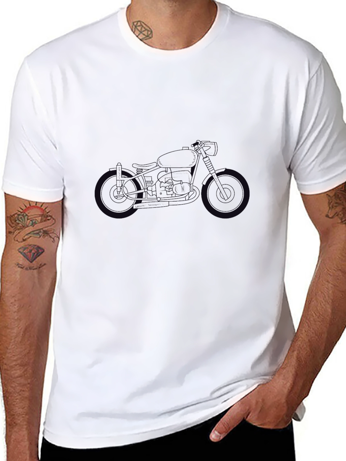 Black Motorcycle Graphic T-Shirt