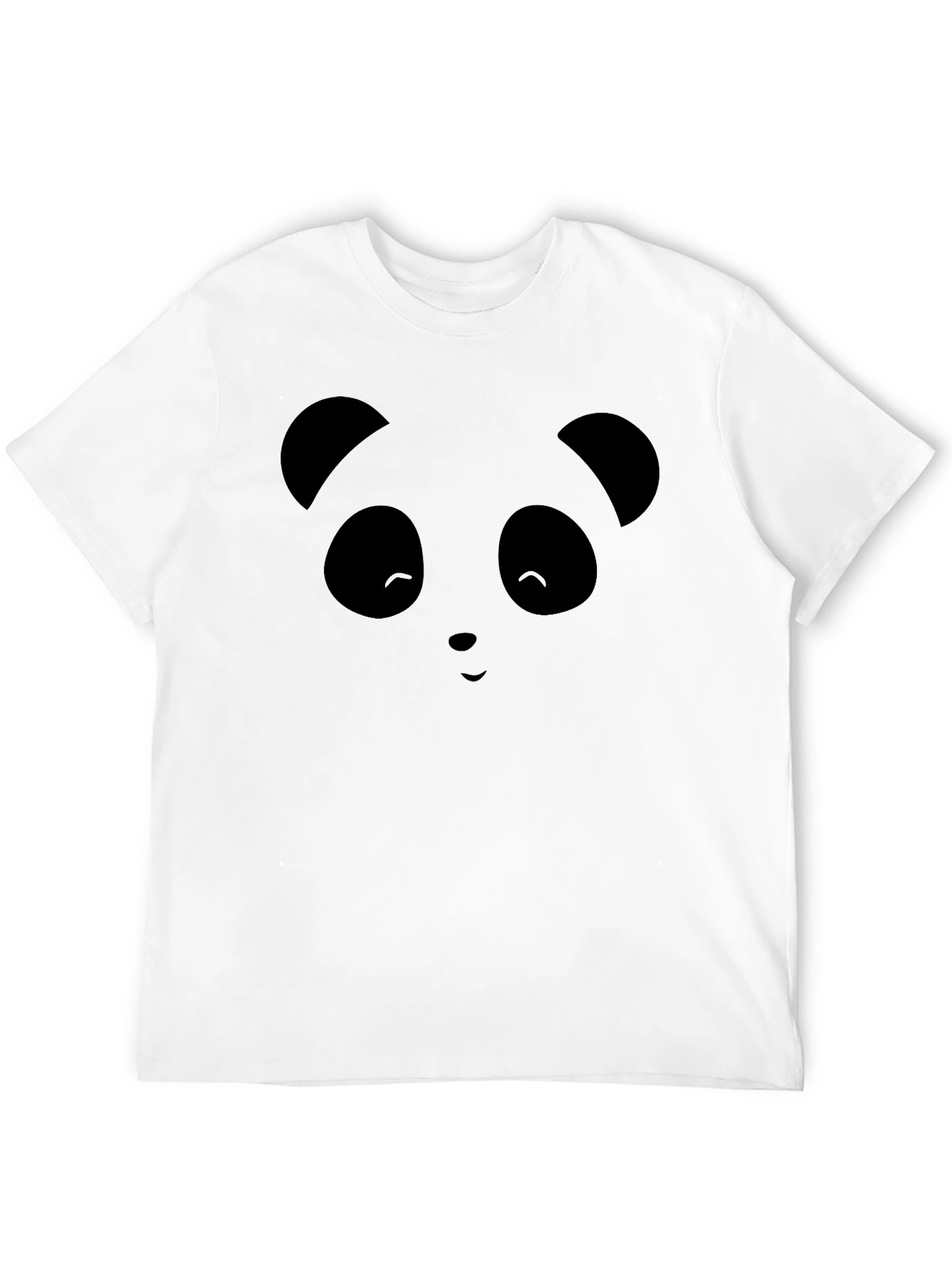 Cute Panda Face Graphic Black T-Shirt