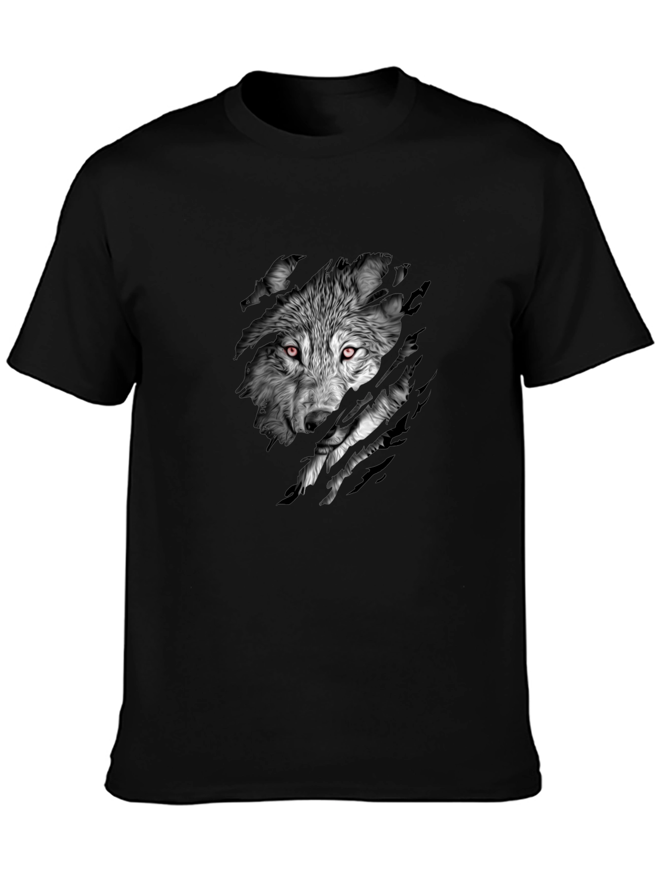 Mens Black Wolf Graphic Print Short Sleeve T-Shirt