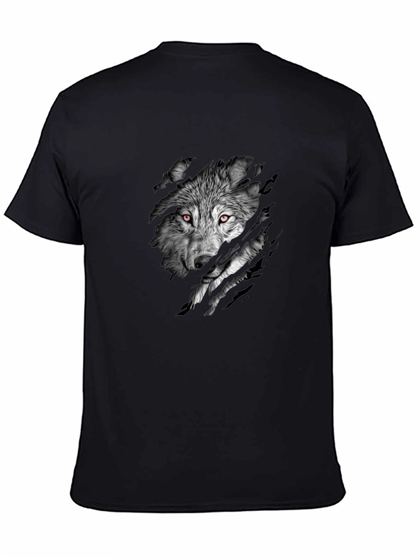Mens Black Wolf Graphic Print Short Sleeve T-Shirt