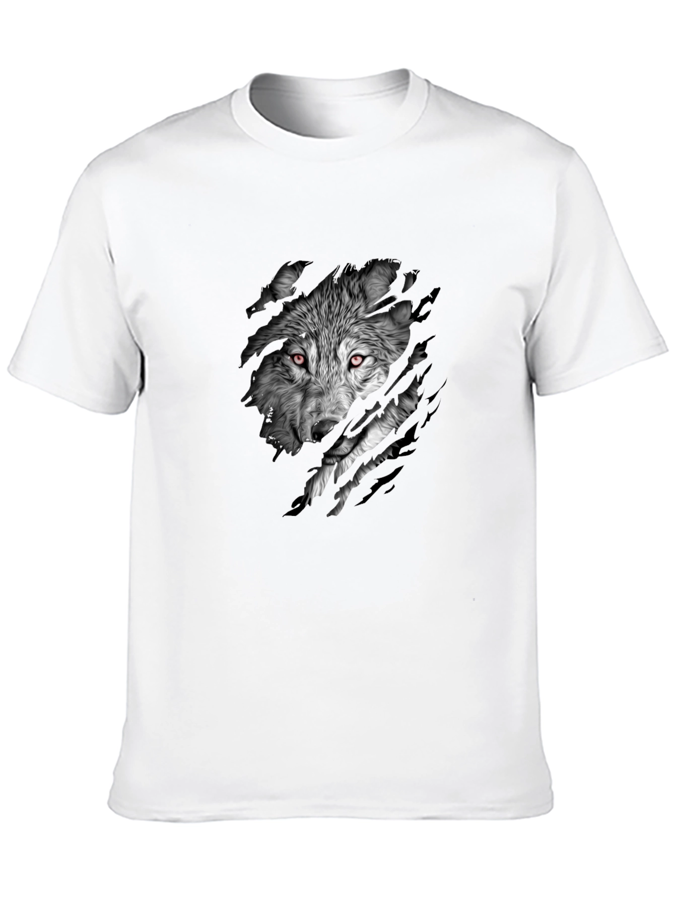 Mens Black Wolf Graphic Print Short Sleeve T-Shirt