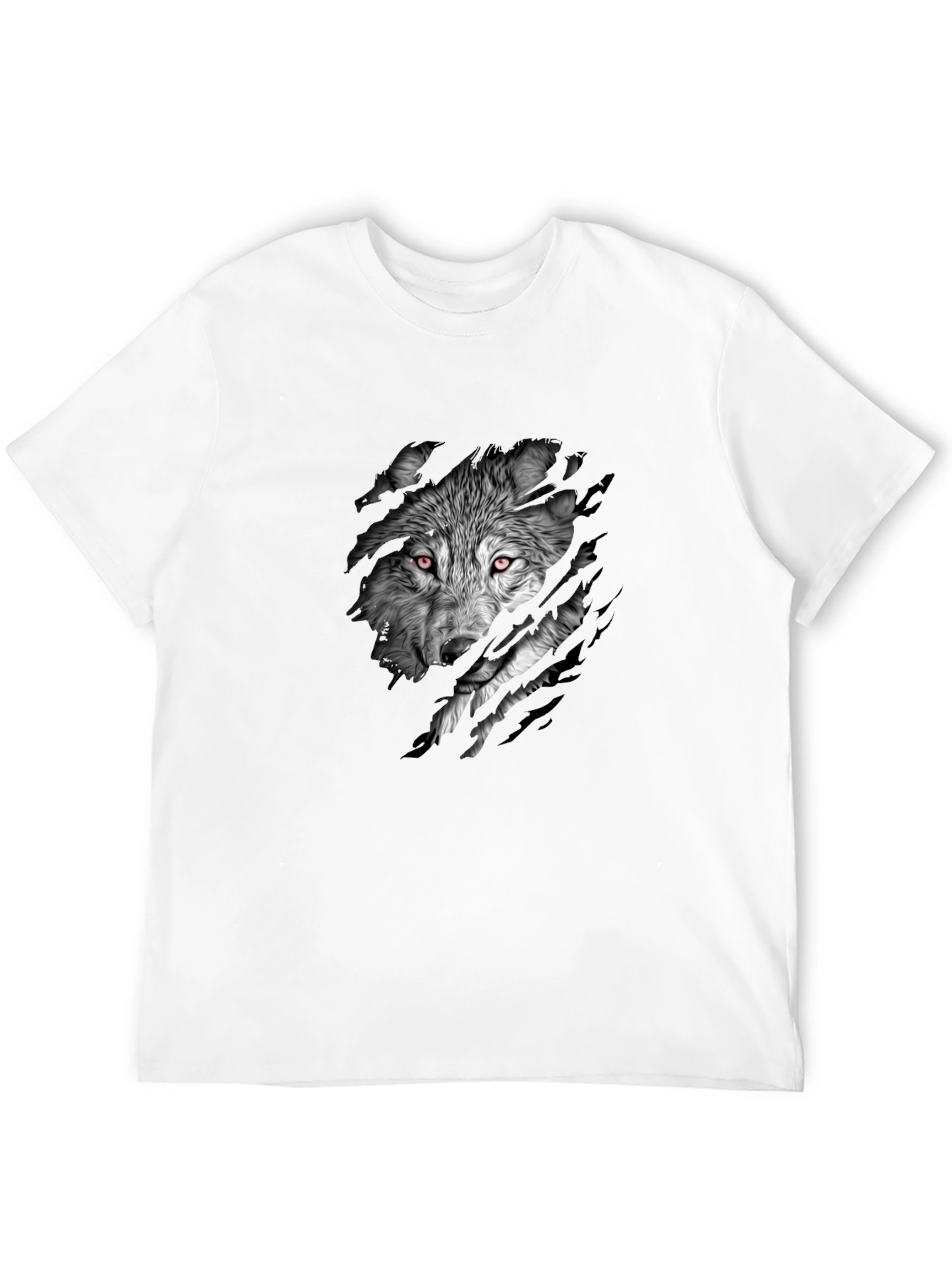 Mens Black Wolf Graphic Print Short Sleeve T-Shirt