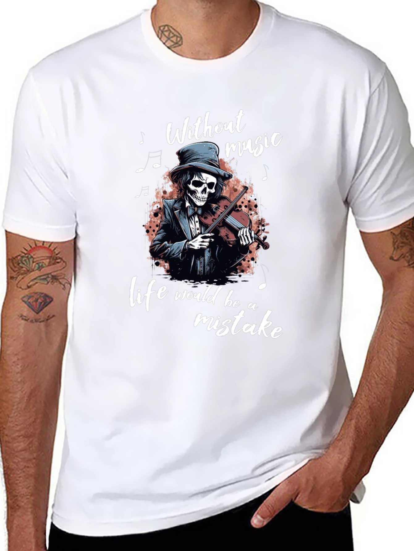 Skeleton Violinist Graphic Tee - Music Lover Shirt