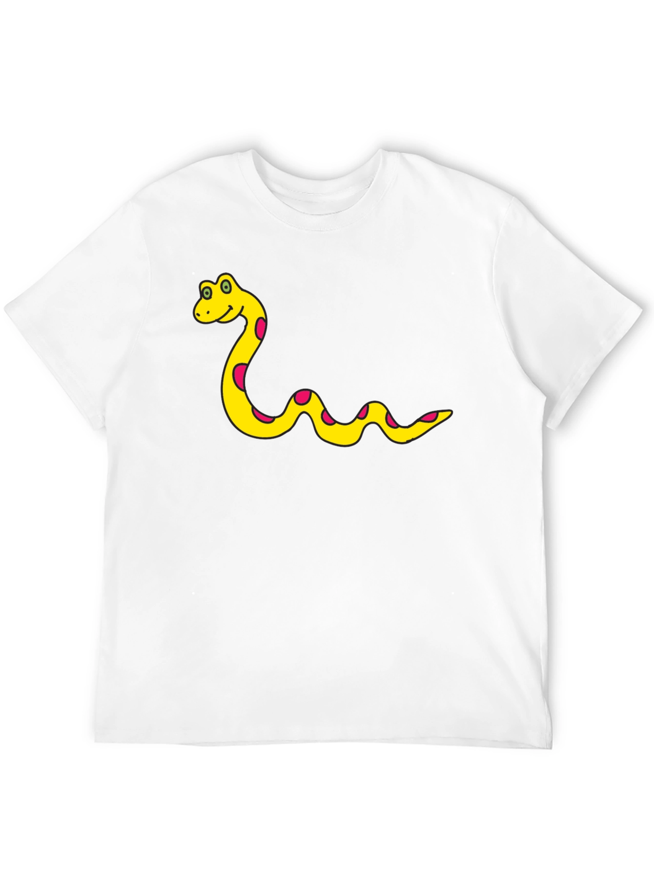 Mens Black T-Shirt with Cartoon Snake Design