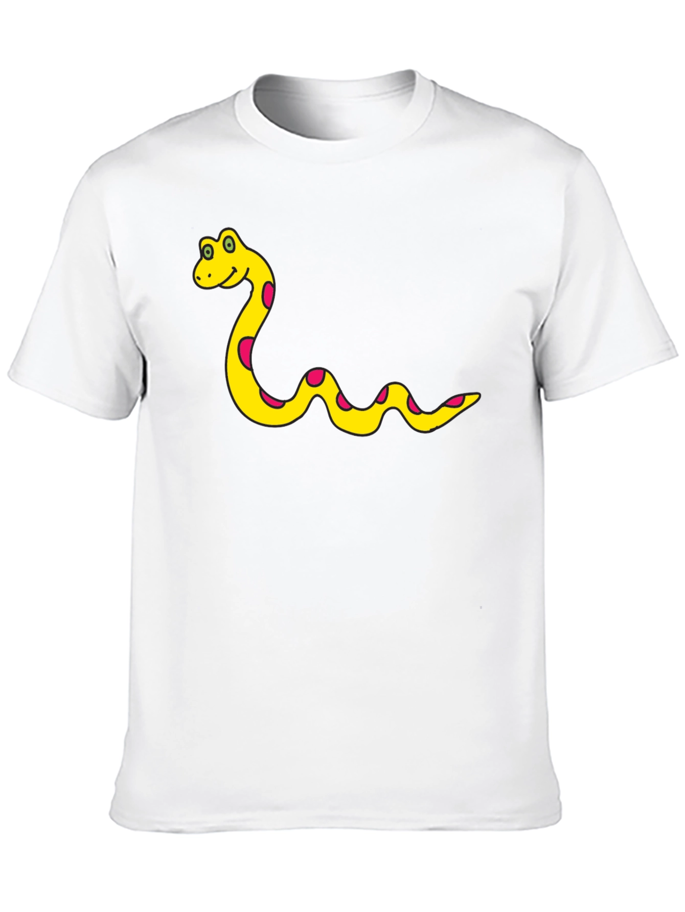 Mens Black T-Shirt with Cartoon Snake Design