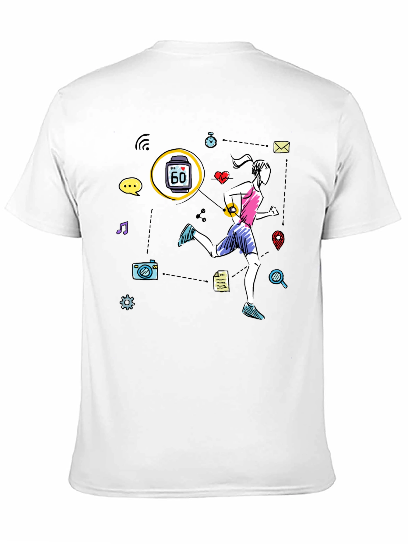 Fitness Tracker Graphic T-Shirt - Black