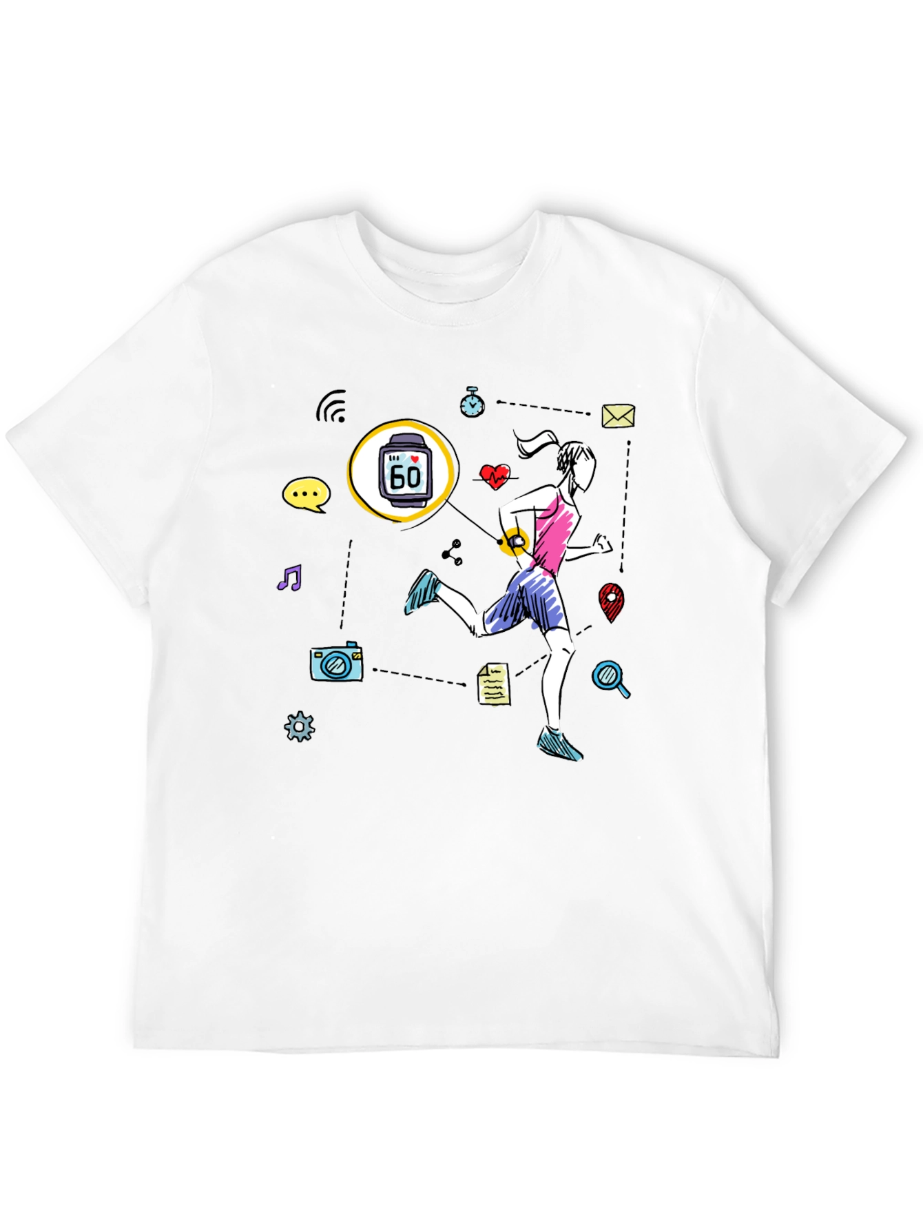 Fitness Tracker Graphic T-Shirt - Black