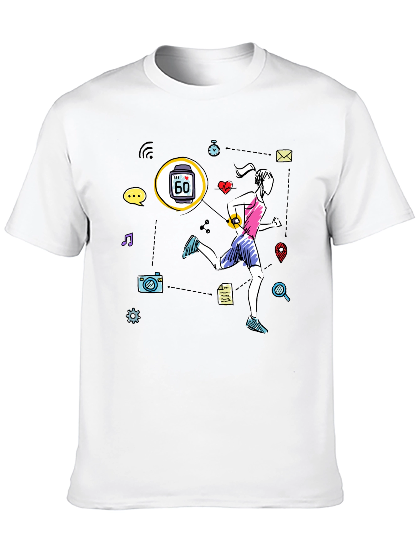 Fitness Tracker Graphic T-Shirt - Black